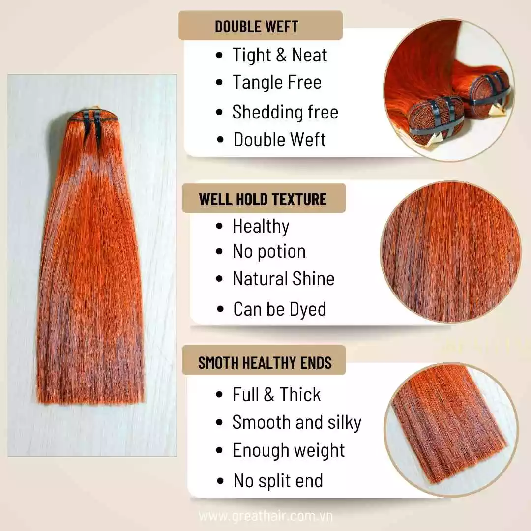 SDD Bone Straight Weft Hair Extensions - Burnt Orange