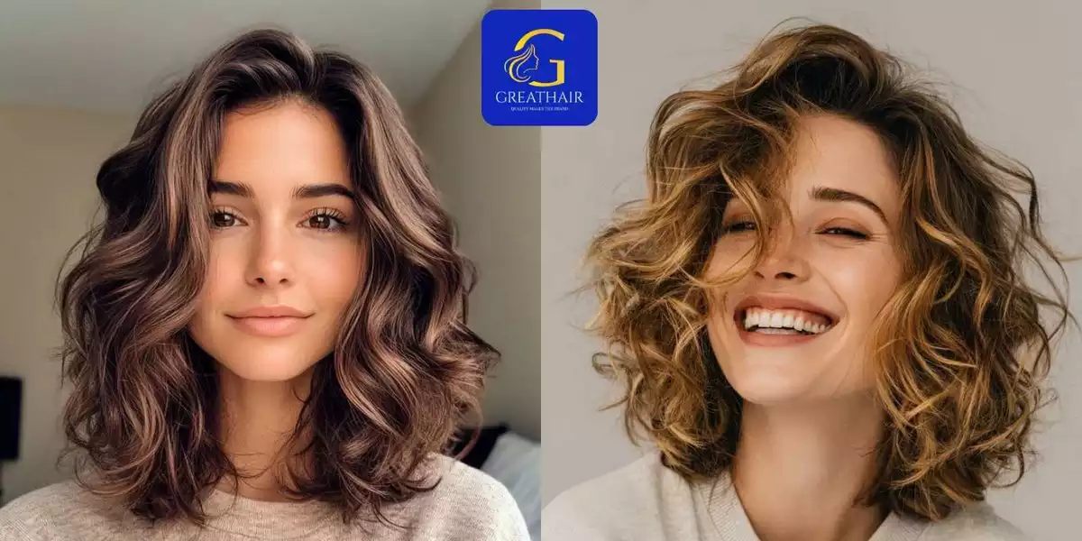 7+ Best Curly Hairstyles for Heart Shaped Faces 9 Shoulder-Length Curly Lob (Long Bob)