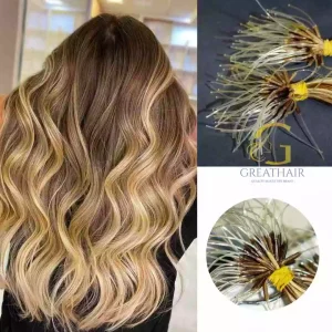 Blonde Balayage Plastic Nano Ring Tips Hair Extensions