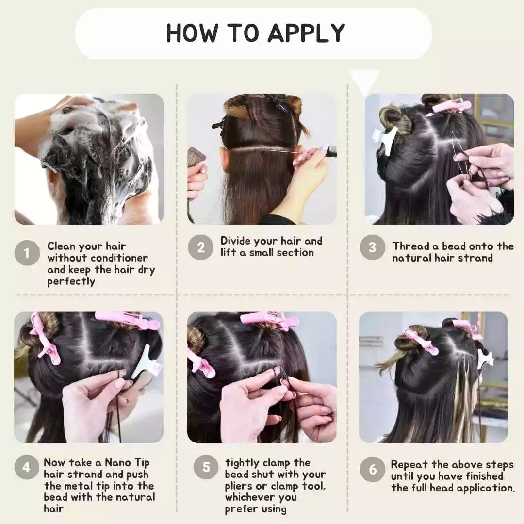 blonde-balayage-plastic-nano-ring-tips3 Blonde Balayage Straight Plastic Nano Ring Tips Hair Extensions