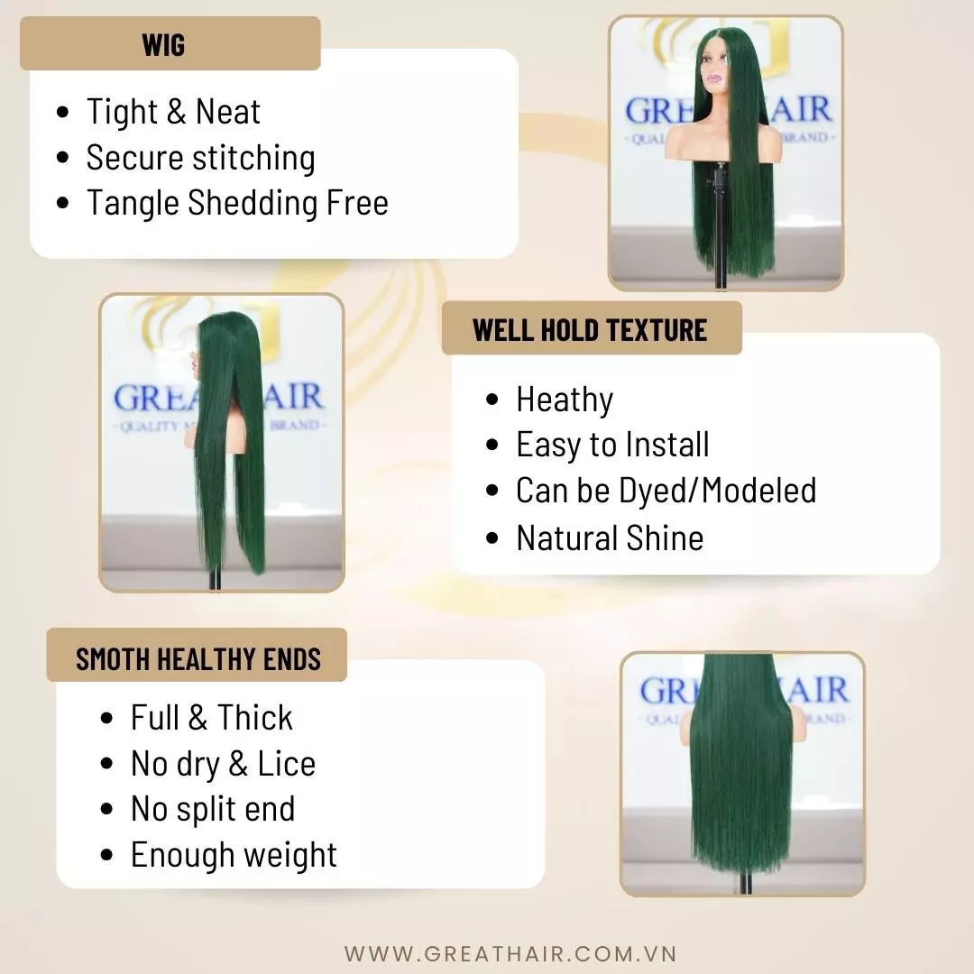 green-human-hair-wig-2 Straight 13×4 Swiss Lace Green Human Hair Wig