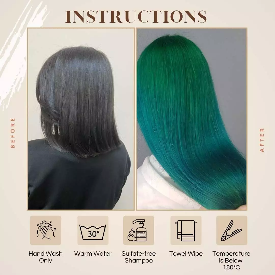green-human-hair-wig-4 Straight 13×4 Swiss Lace Green Human Hair Wig