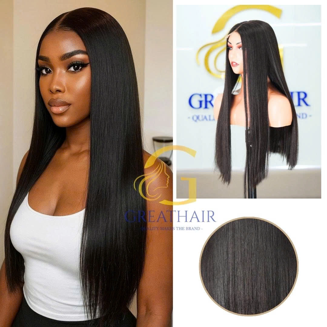SDD Bone Straight Human Hair Wig – Natural Black 1B