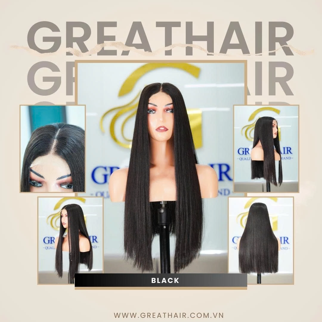 SDD Bone Straight Human Hair Wig – Natural Black 1B