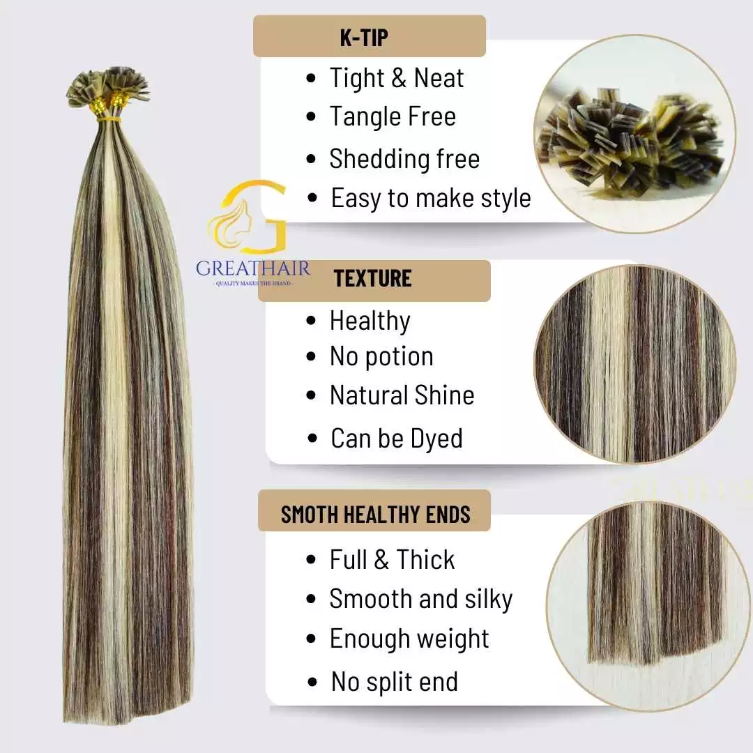 straight-k-tip-hair-extensions-b6401 Straight K-tip Hair Extensions - B6+40 Color