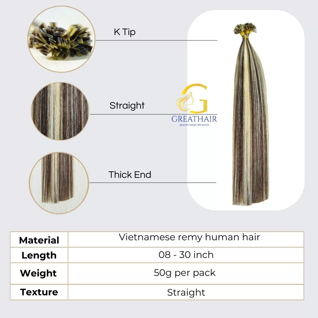 straight-k-tip-hair-extensions-b6402 Straight K-tip Hair Extensions - B6+40 Color