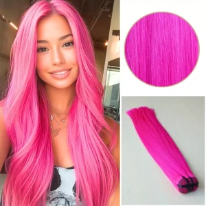 Beautiful Premium Pink Straight Weft Hair