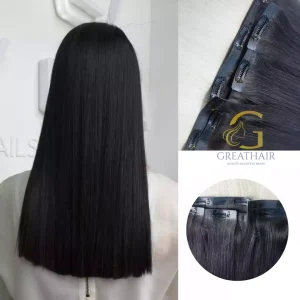 Black Straight Seamless Clip-in Hair Extensions 1