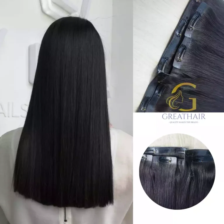 Black Straight Seamless Clip-in Hair Extensions 1