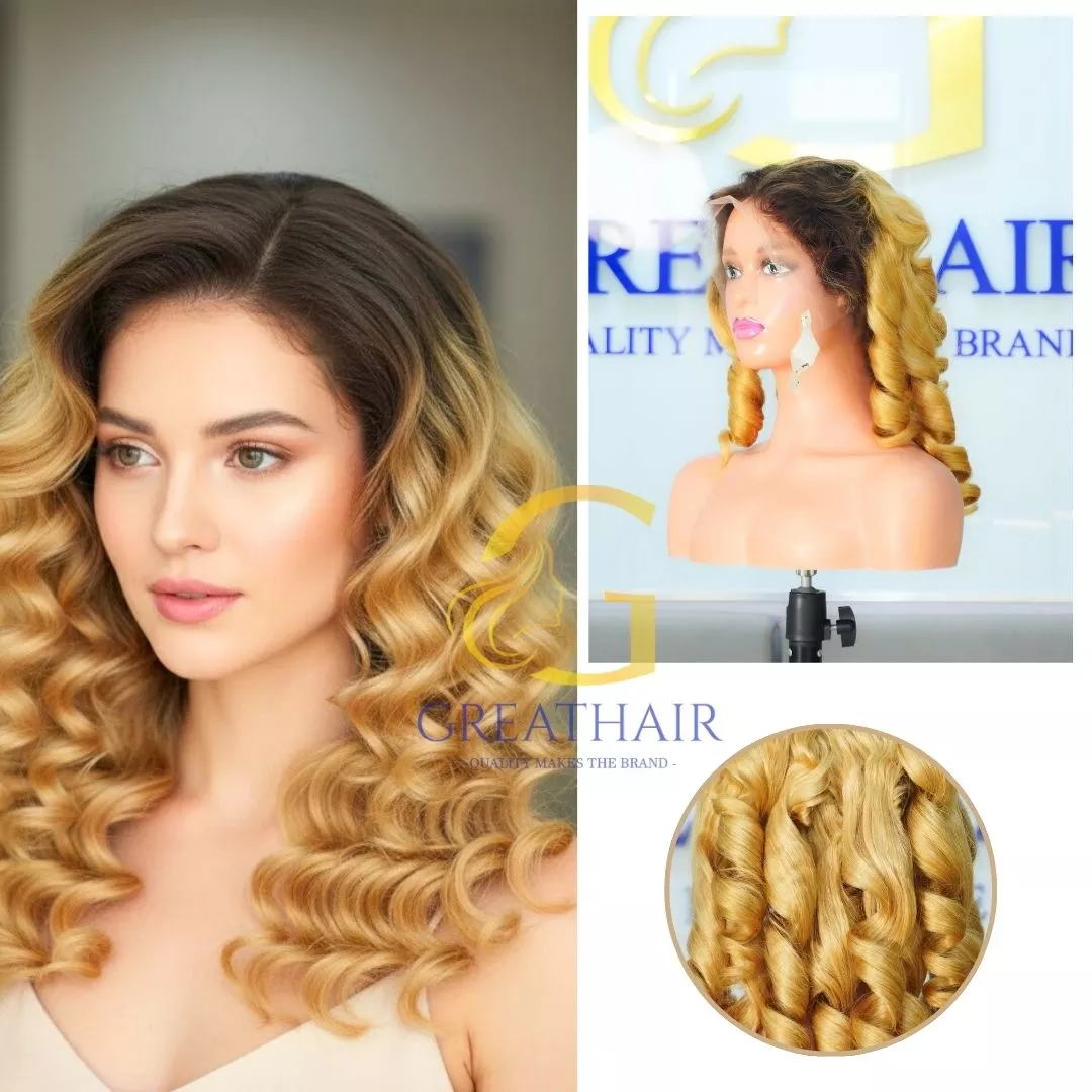 Brown Blonde Bouncy Wig 13x4 Human Hair