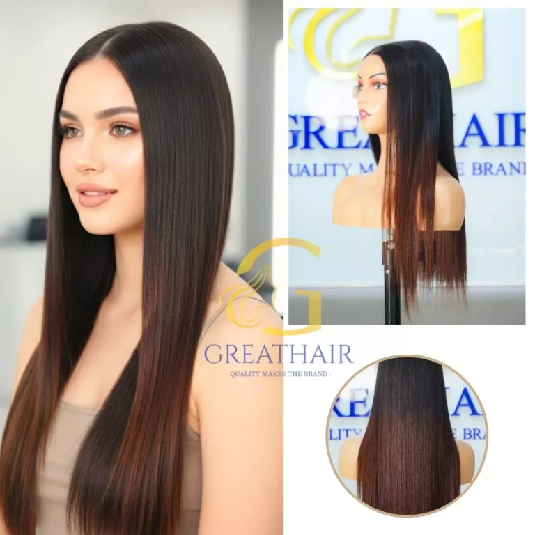 Brown Tip Straight Wig