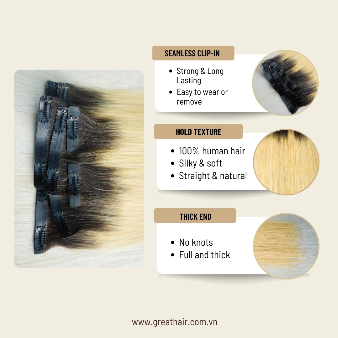 Ombre Blonde Straight Clip In Human Hair Extensions 2 Ombre Blonde Straight Clip In Human Hair Extensions