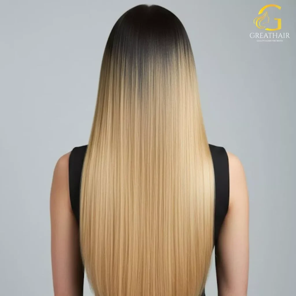 Ombre Blonde Straight Clip In Human Hair Extensions 7