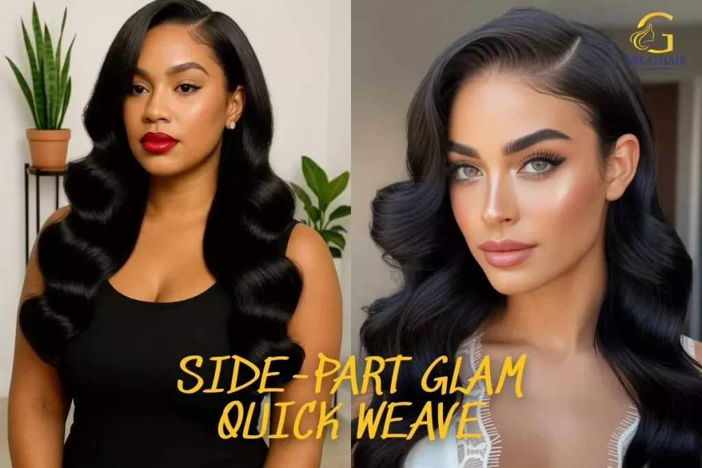 Revamp Your Look with These 10 Quick Weave Hairstyles 22 Side-Part Glam Quick Weave