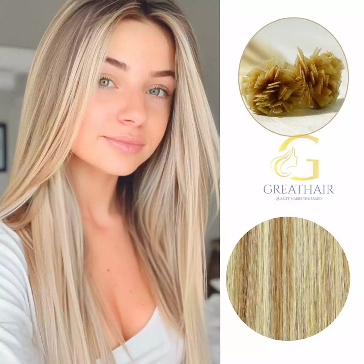 Straight K-tip Hair Extensions - Piano 60+12Y