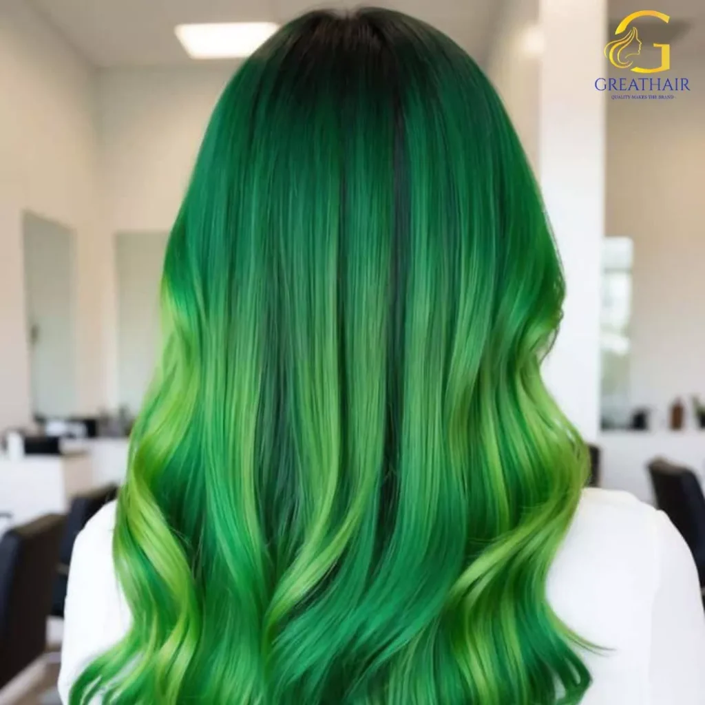 Stunning Premium Jade Green Color Hair Weft Extensions 3