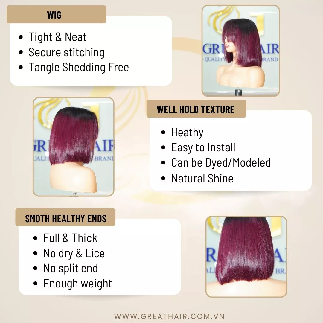 Beautiful Burgundy Wig Human Hair – Premium 5x5 Straight Bob in 8–30 Inch