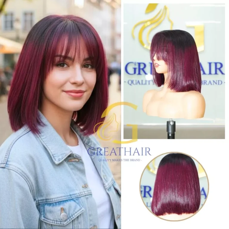 Beautiful Burgundy Wig Human Hair – Premium 5x5 Straight Bob in 8–30 Inch