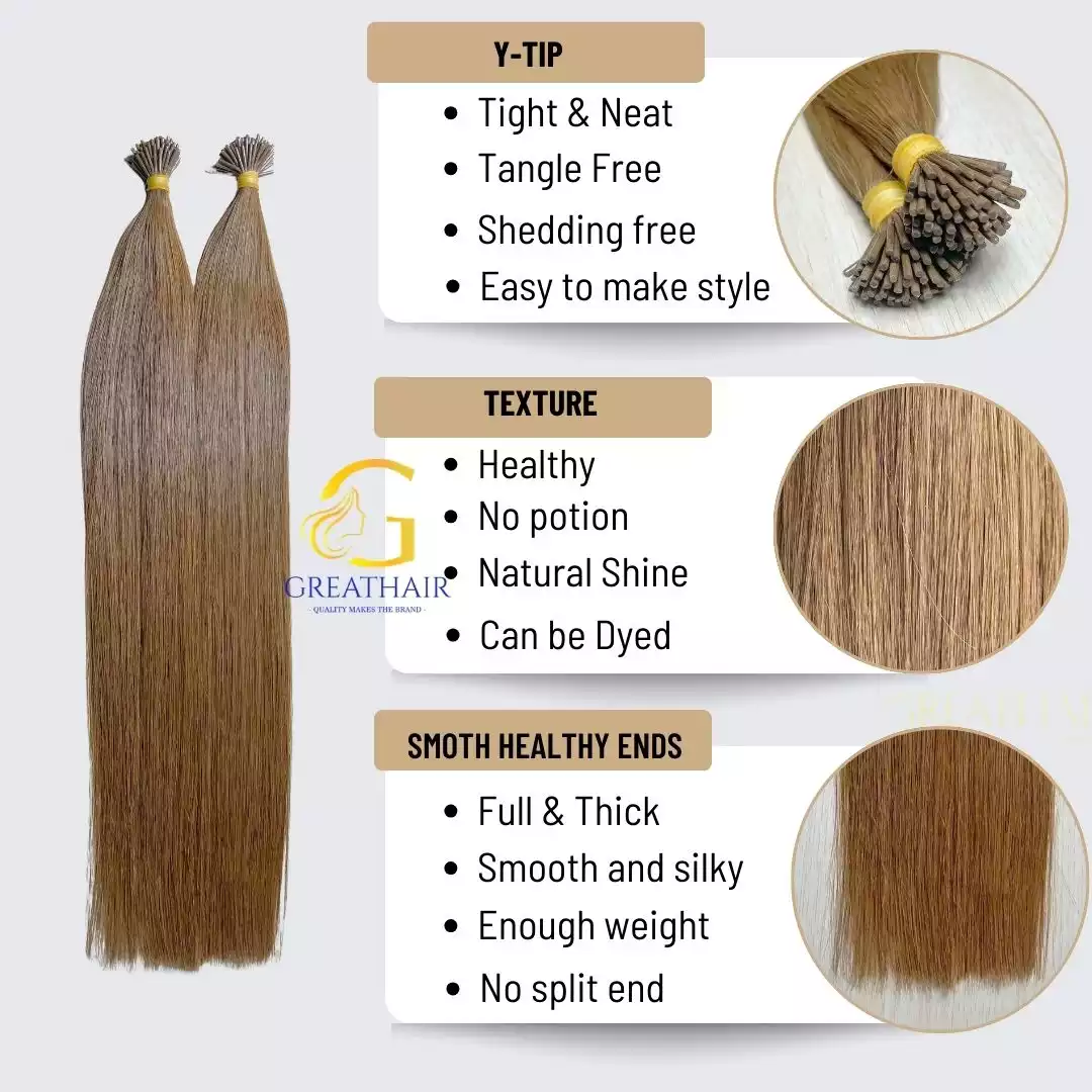 Color 4B Straight I Tip hair extensions