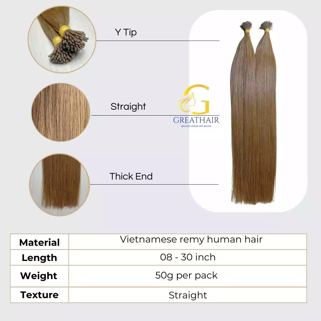 Color 4B Straight I Tip hair extensions