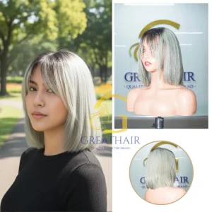 black and grey ombre straight hair