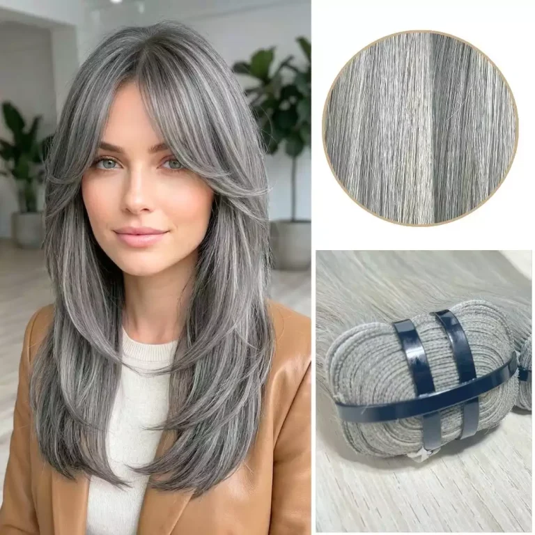 Trusted Grey Hair Color Double Weft Extensions