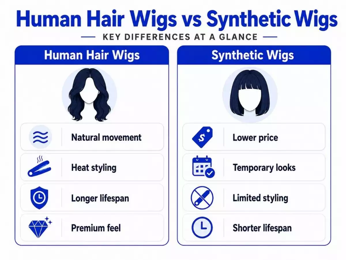 Human Hair Wigs Everything You Must Know Before Buying 4 human hair wigs vs synthetic wigs comparison