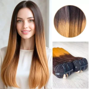 Beautiful Chestnut Brown Ombre Hair: 08–30 Inch Premium Double Weft