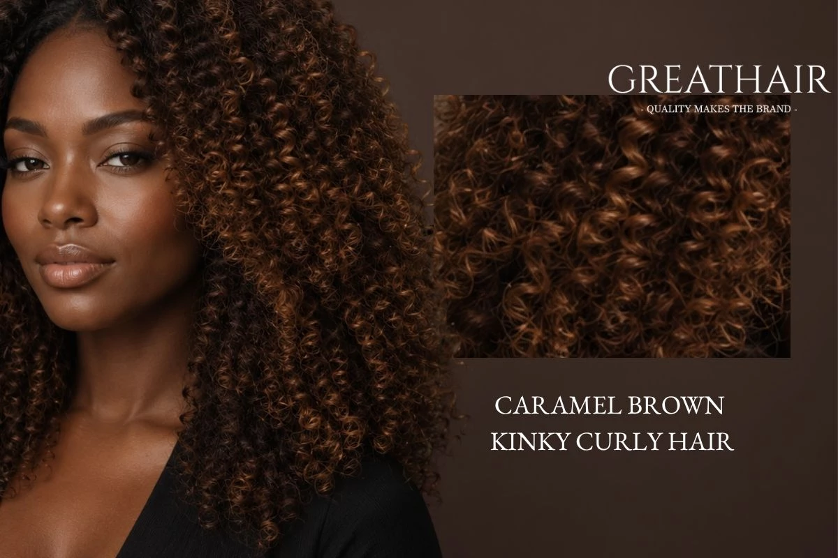 Caramel Brown Kinky Curly Hair