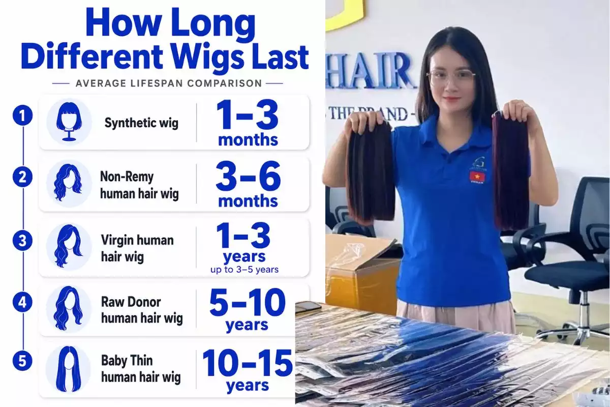 How Long Do Human Hair Wigs Last? Tips to Make Them Last 3 wig lifespan comparison synthetic human hair virgin raw donor