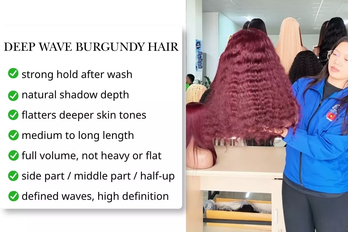 Burgundy Human Hair Wigs – Deep Wave & Bone Straight Styles for Every Look 2 Burgundy Deep Wave Wig