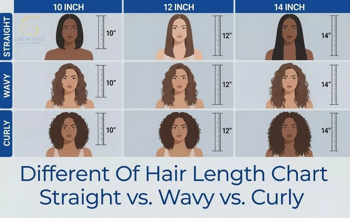 What Does 12 Inch Hair Look Like? A Complete Visual Guide 2 different of hair length chart straight vs wavy vs curly