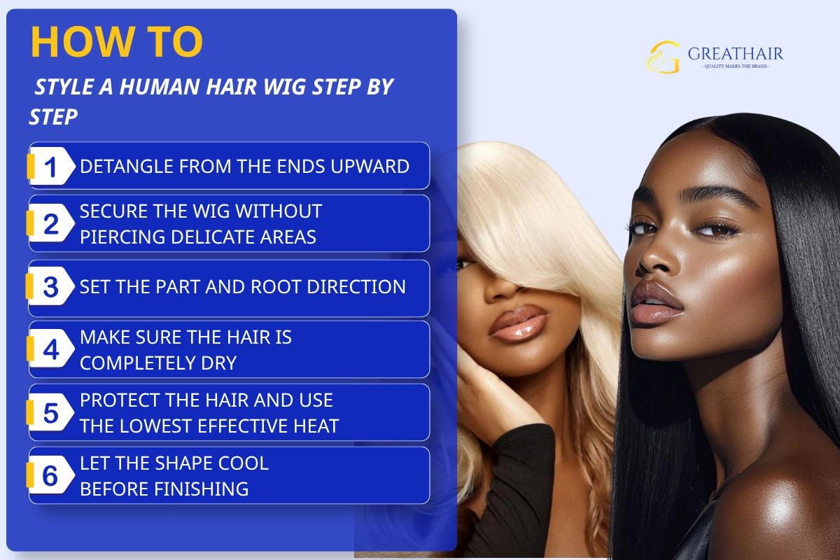 How to Style a Human Hair Wig for a Natural, Polished Look 2 How to Style a Human Hair Wig Step by Step